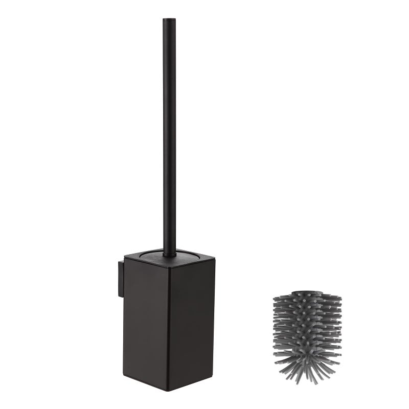 BVL Toilet Brush and Holder Black Toilet Bowl Brush for Ceaning with Stainless Steel Handle Wall Mounted - Image 1